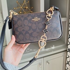 NEW Coach Nolita 19 Shoulder Bag-Signature Canvas Gold/Walnut/Black Plus Chains